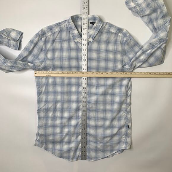 Hugo Boss Shirt Mens L Large Blue White SLIM Fit Plaid Button Down Cotton Dress - Picture 3 of 8